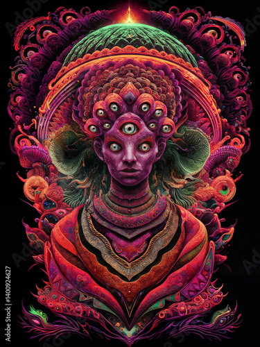psychedelic god statue