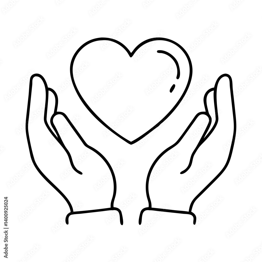 Two Hands Gently Protecting a Heart Shape Loving Care and Support Two Hands Gently Protecting a Heart Shape Loving Care and Support