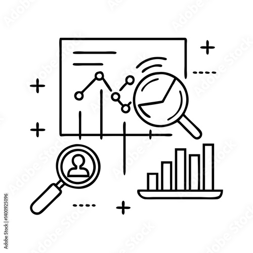 Data Analysis Magnifying Glass Charts Graphs Business Research Insights