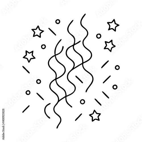 Celebration Party Confetti Streamers Stars Doodle Illustration Design