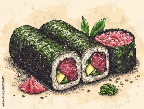 An illustration of temaki (...