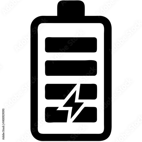 Battery icon symbolizing low charge with lightning bolt  