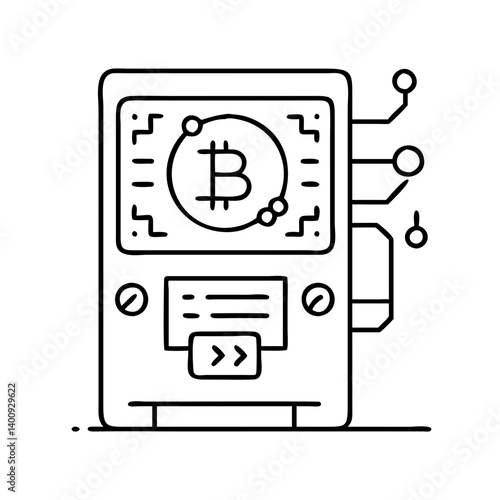Bitcoin Mining Machine Cryptocurrency Digital Currency Blockchain Technology Illustration