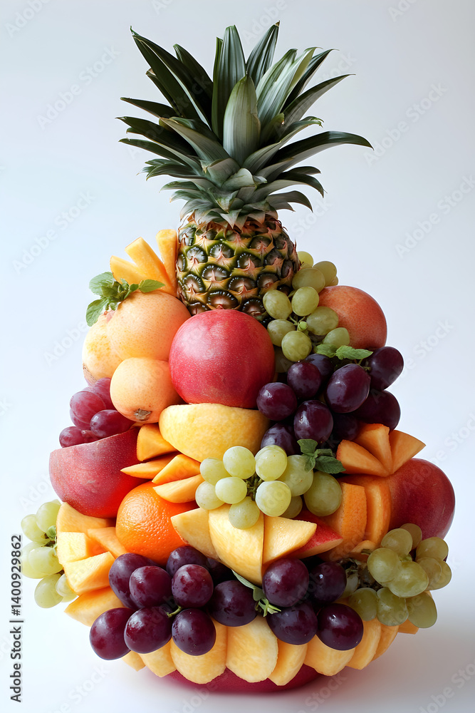 Harmonious Fruit Sculpture: A Garden of Nature's Palette Harmonious Fruit Sculpture: A Garden of Nature's Palette