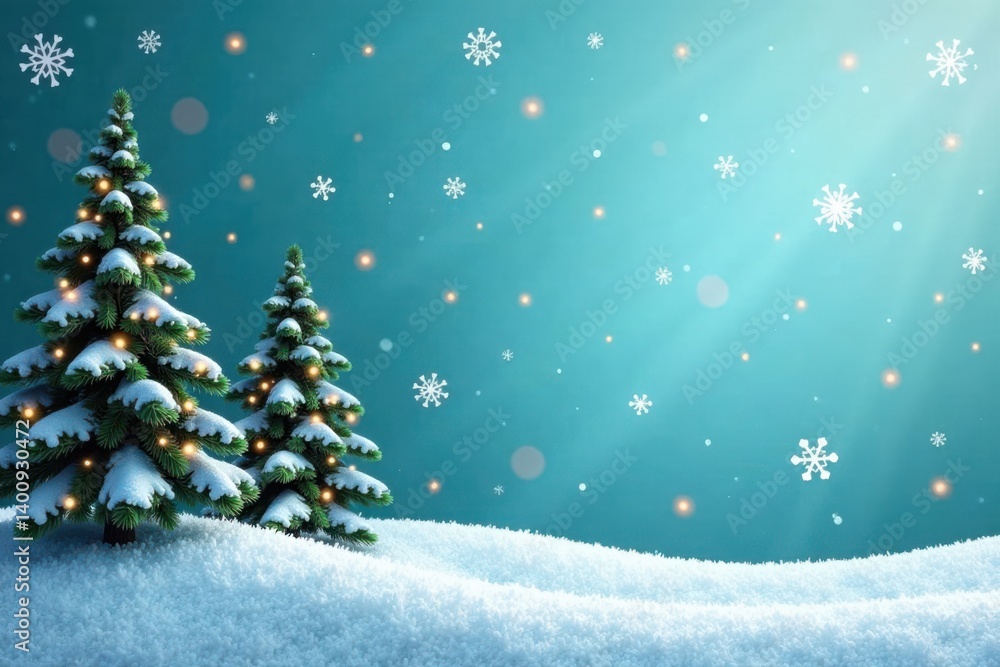 Winter festive banner with snowflakes and evergreen trees, festive, evergreen, winter Winter festive banner with snowflakes and evergreen trees, festive, evergreen, winter