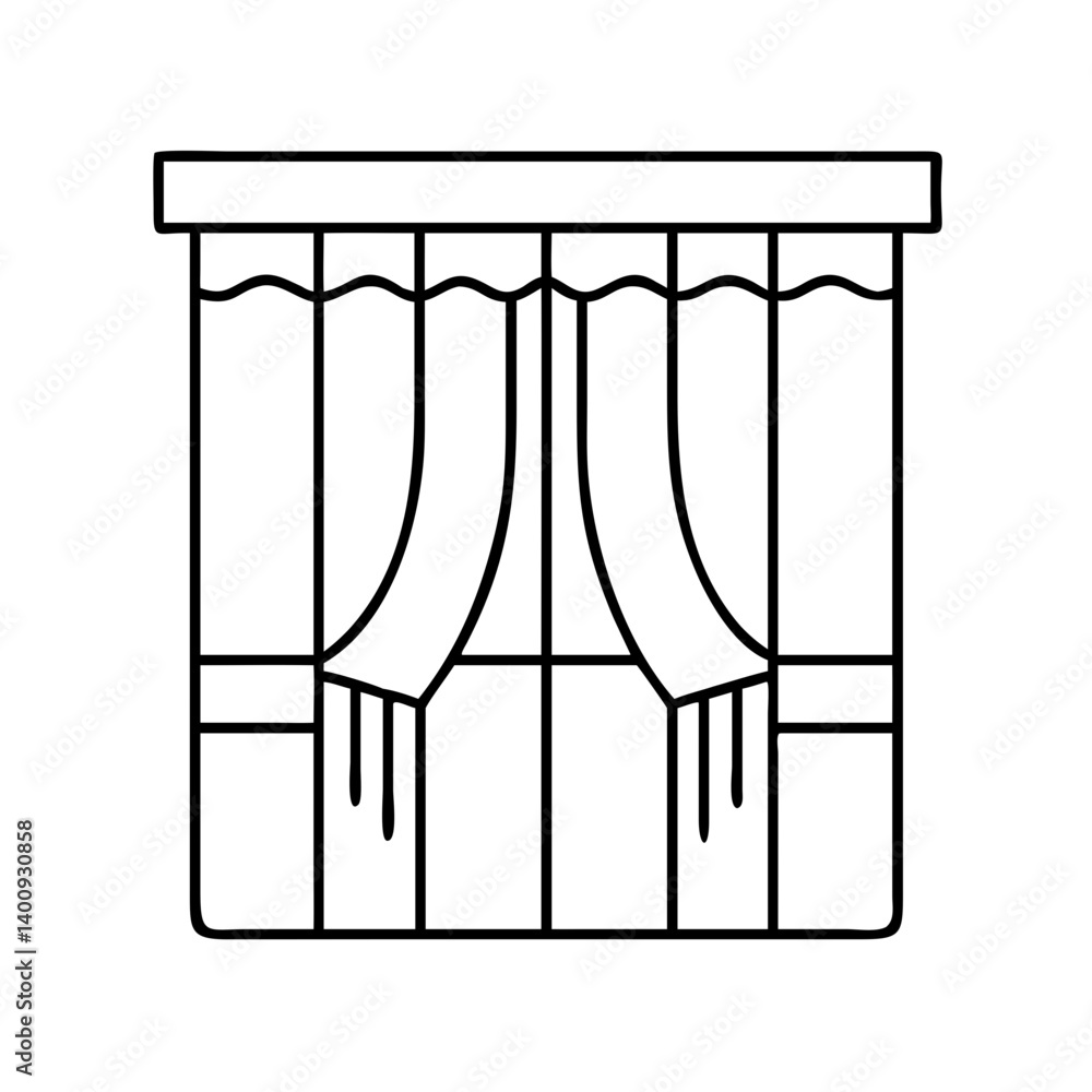 Line drawing of a gazebo with curtains and a roof Line drawing of a gazebo with curtains and a roof