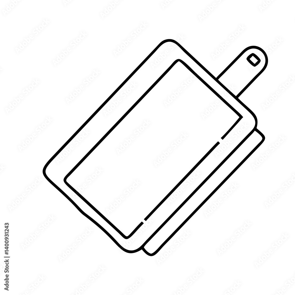 A Line Drawing of a Rectangular Cutting Board with a Handle A Line Drawing of a Rectangular Cutting Board with a Handle