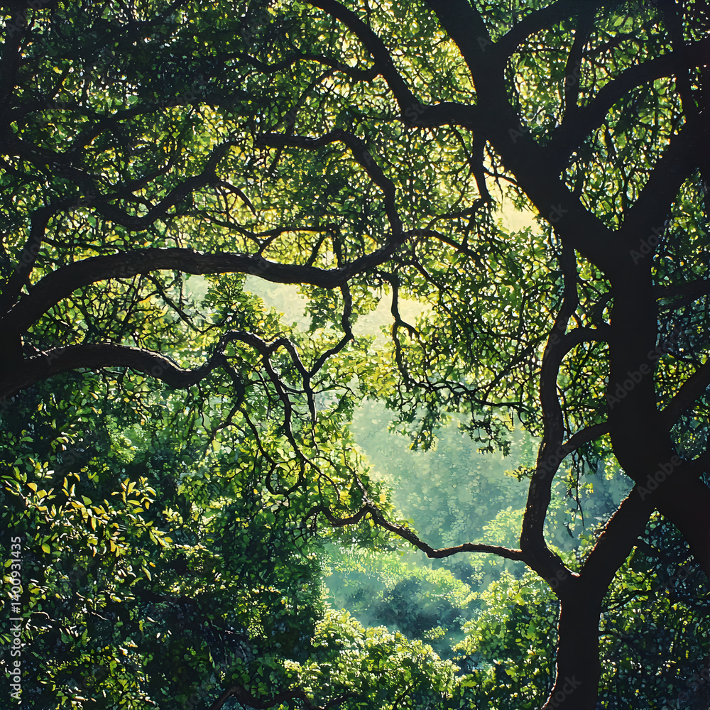 Enchanted Forest: A Lush Canopy of Biodiversity and Natural Beauty Under Dappled Sunlight Enchanted Forest: A Lush Canopy of Biodiversity and Natural Beauty Under Dappled Sunlight
