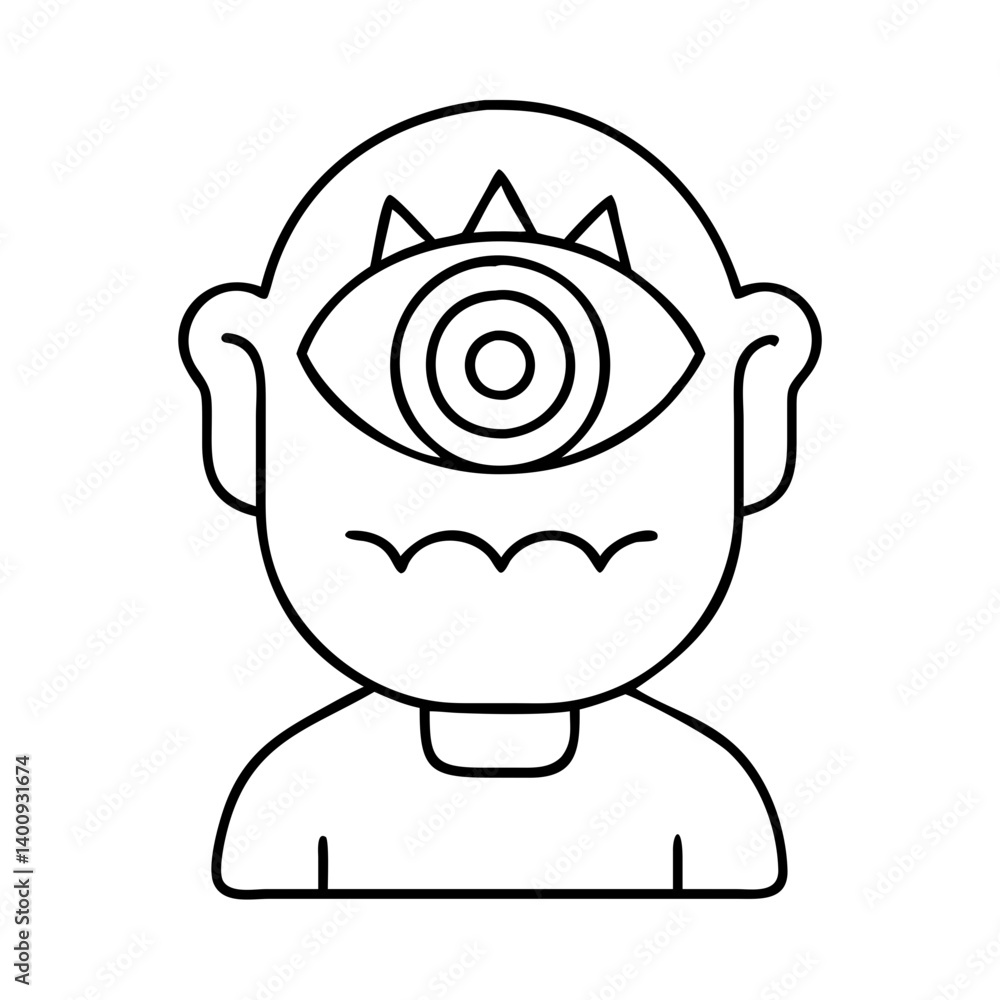 Obraz premium OneEyed Cartoon Character Illustration Simple Line Drawing Design