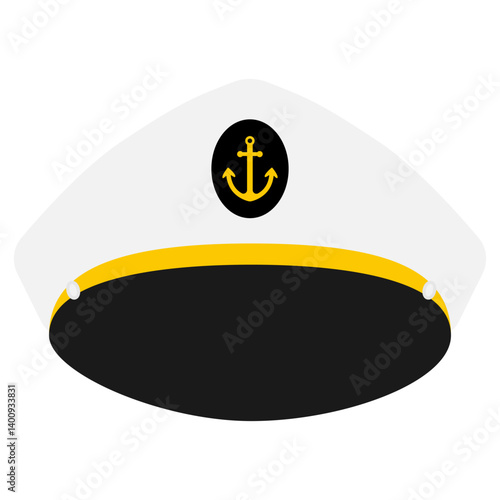Sailor hat. Sea captain cap. Vector illustration isolated on white.