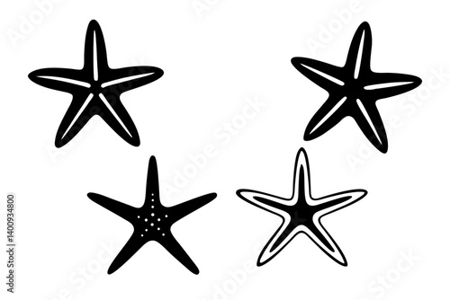 set of starfish silhouette vector illustration
