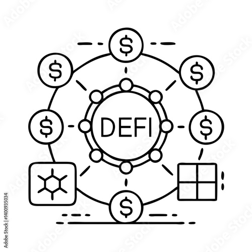 Decentralized Finance DeFi System Network Ecosystem Illustration Diagram