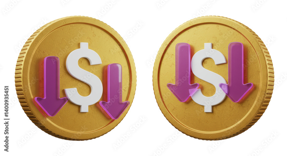 Isolated Dollar Currency Down Icon Design Isolated Dollar Currency Down Icon Design
