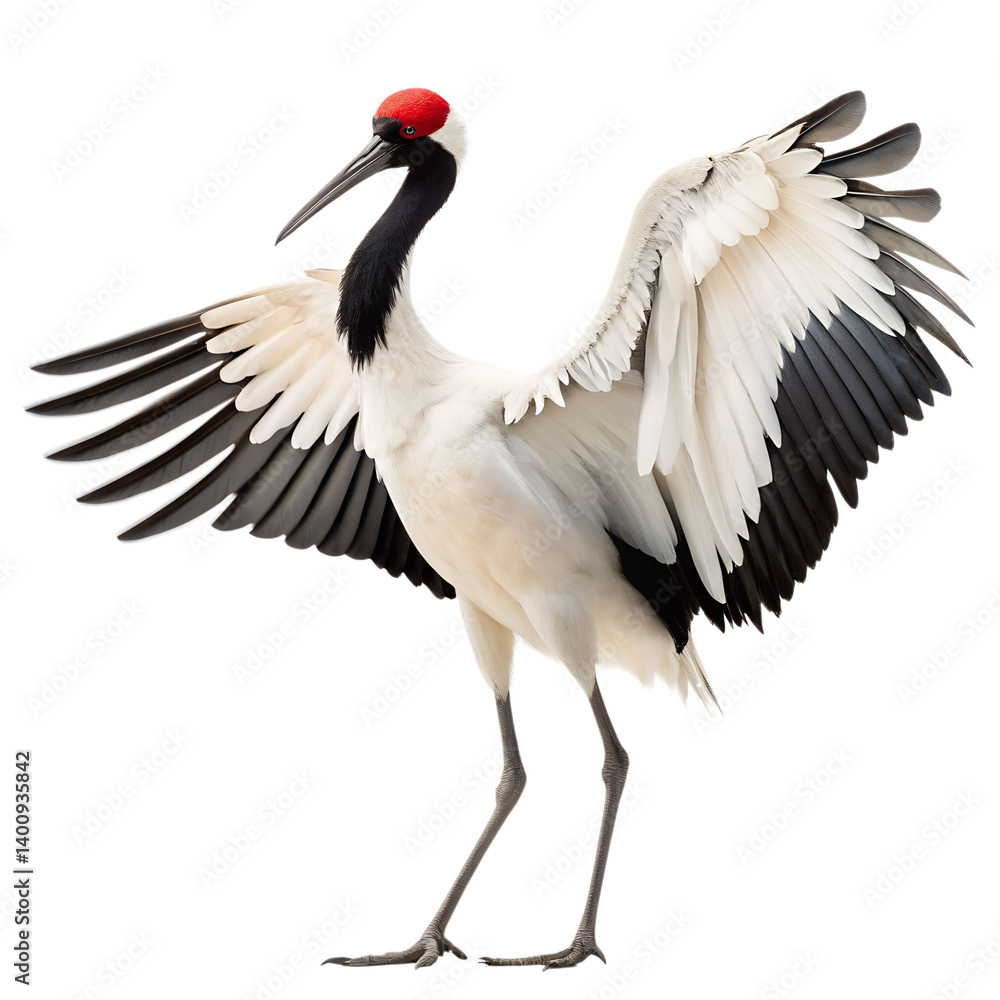 Fototapeta premium Jabiru bird isolated on transparent background Generative Ai.