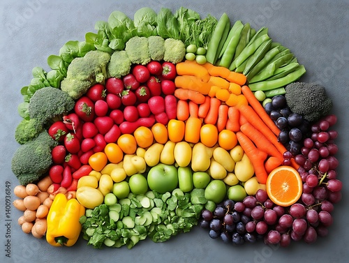 Fototapeta Naklejka Na Ścianę i Meble -  Rainbow of fresh fruits and vegetables. (1)