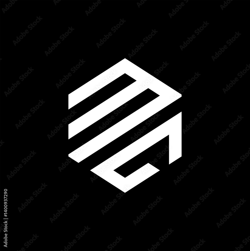 MC letter logo design on black background.