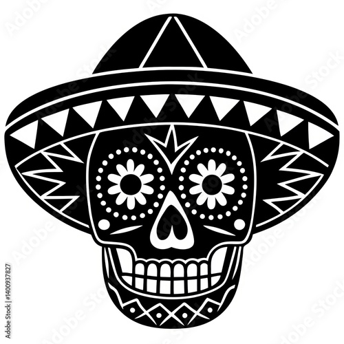 Cinco de Mayo Calavera  Skull Silhouette