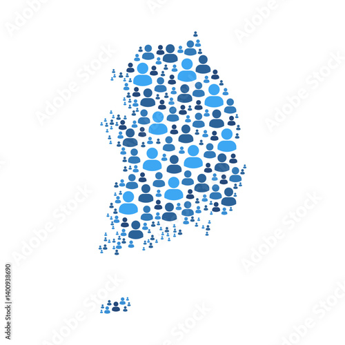 South Korea map made of people symbol on white background