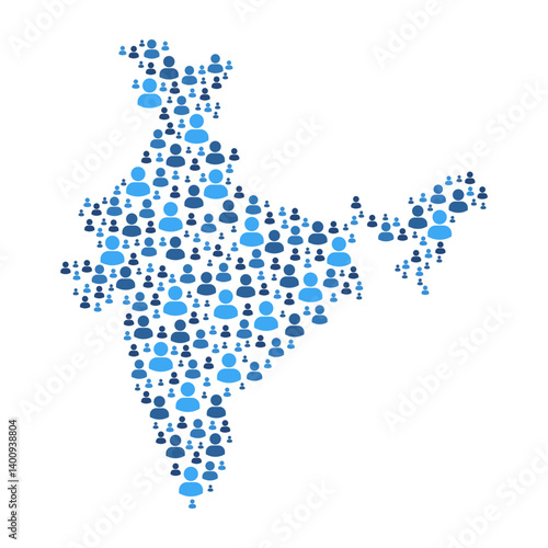 India map made of people symbol on white background