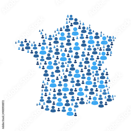 France map made of people symbol on white background