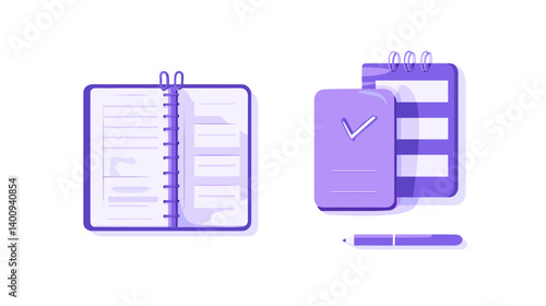 Purple Notebook and Planner Illustration