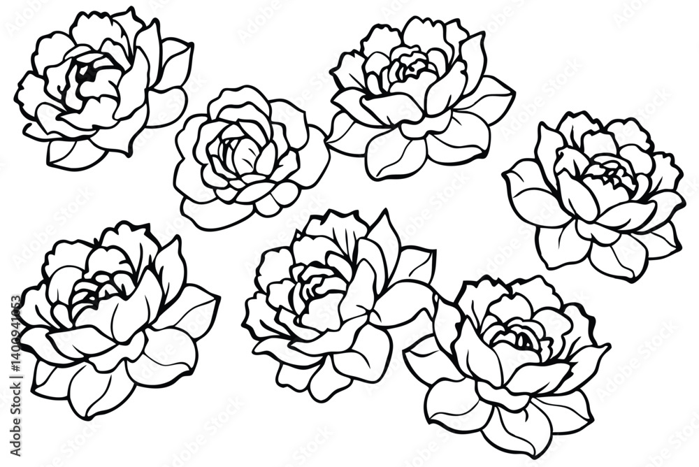 set of flowers set of flowers