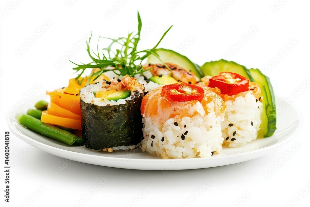 Variety of sushi rolls on a plate Variety of sushi rolls on a plate