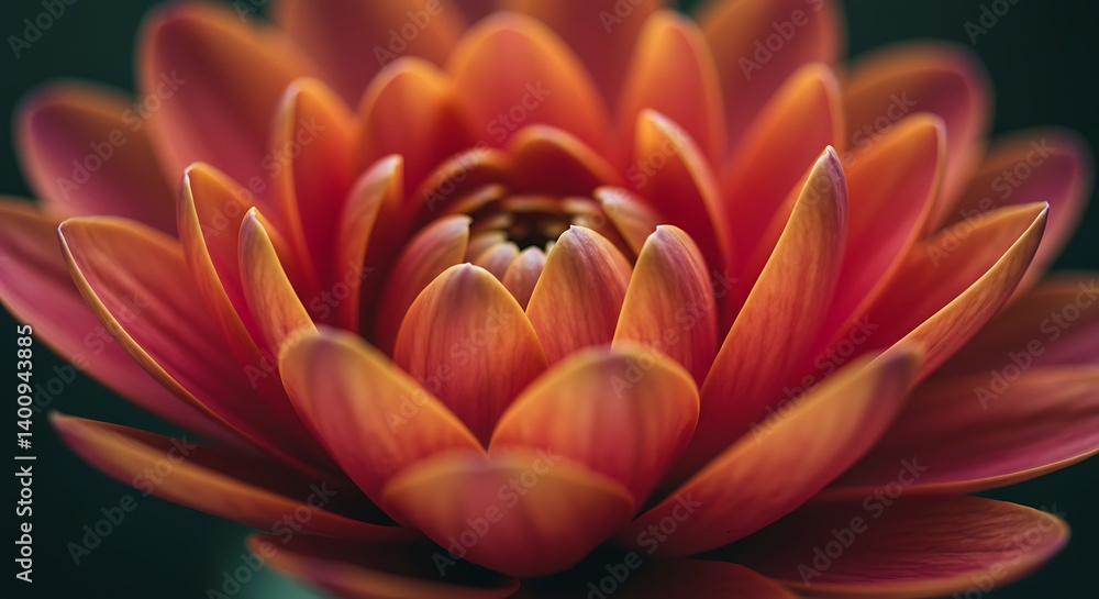 Macro view of a vibrant, layered flower with warm orange and red petals, showcasing its intricate details and natural beauty. Macro view of a vibrant, layered flower with warm orange and red petals, showcasing its intricate details and natural beauty.