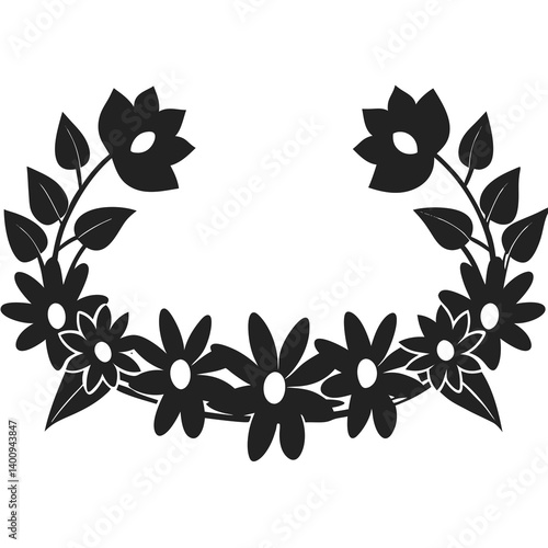 flower crown silhouette vector illustration