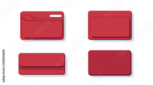 Red Leather Wallets and Purses Minimal Illustration