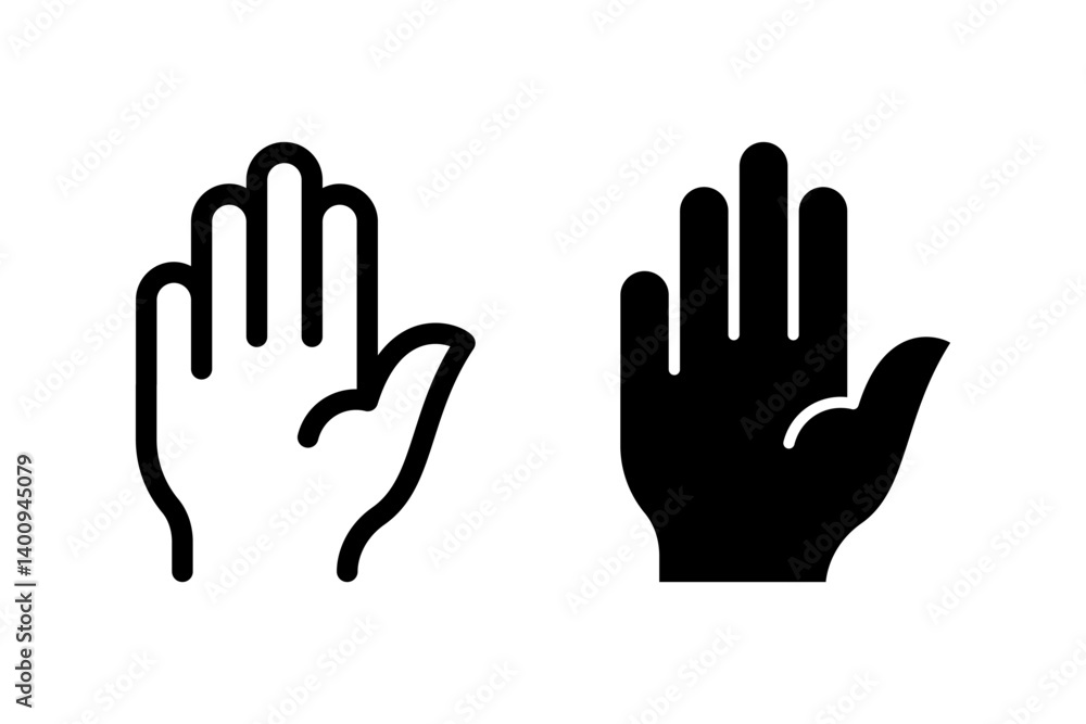 open palm hand icon set. Isolated vector icon for medical, gesture, stop, hi, or greeting concepts open palm hand icon set. Isolated vector icon for medical, gesture, stop, hi, or greeting concepts