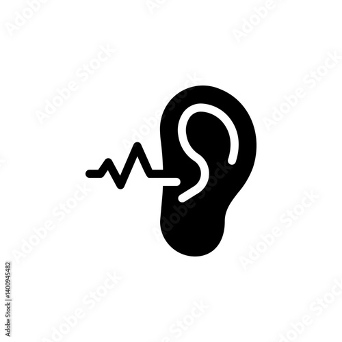 Ear with sound waves, representing hearing, listening, or hearing impairment. Ideal for medical, health, and accessibility themes