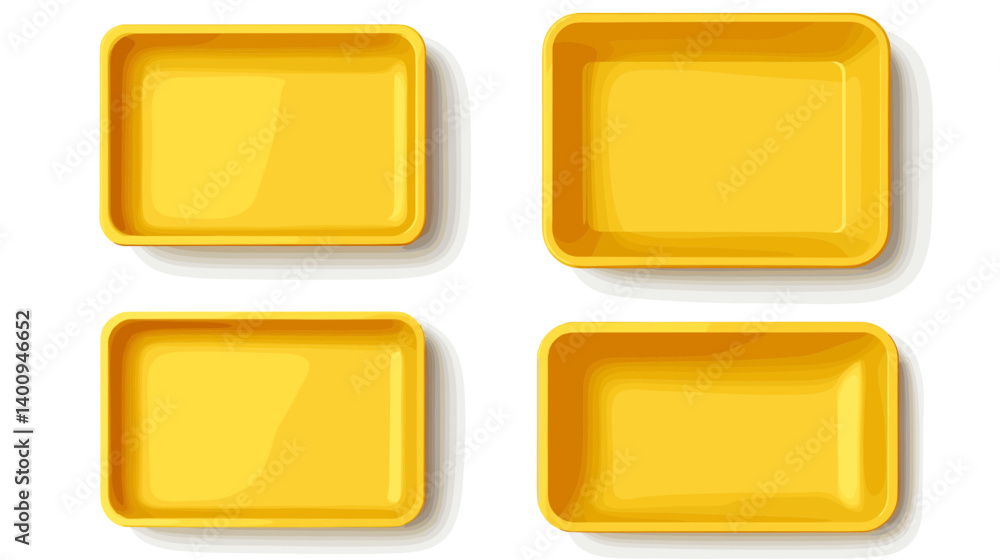Set of Four Yellow Rectangular Plastic Food Containers Set of Four Yellow Rectangular Plastic Food Containers