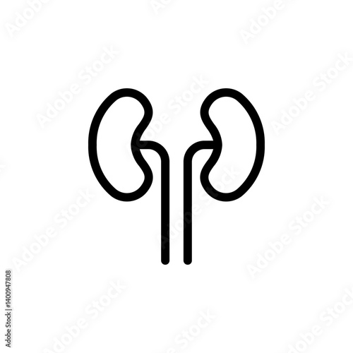 kidney icon in simple design. Depicts human kidneys and ureters. Suitable for medical, healthcare, anatomical