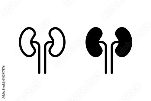 kidney icon in simple design. Depicts human kidneys and ureters. Suitable for medical, healthcare, anatomical