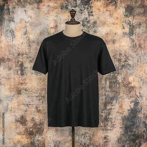 Black T Shirt on Mannequin Against Grunge Background of excellence in splendor beyond compare
