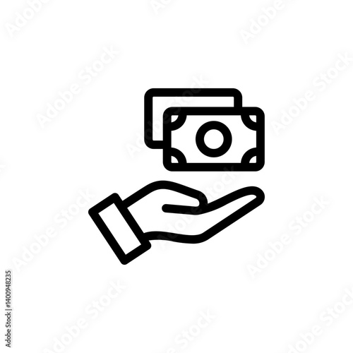 hand holding money icon, representing payment, earning, giving or receiving money suitable for various design projects