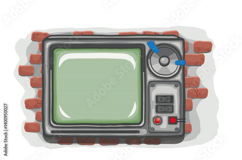 old tv isolated on white