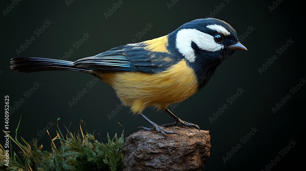 Fototapeta premium Small bird perched on a rock