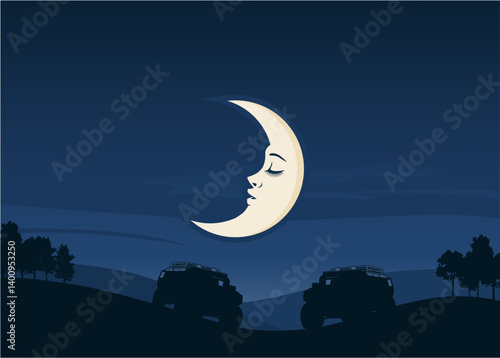 image of Luna in the blue atmosphere of the night