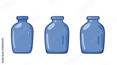Three Blue Glass Bottles Illustration