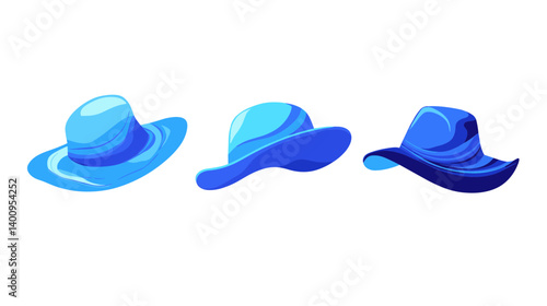 Three Blue Hats in Pixel Art Style
