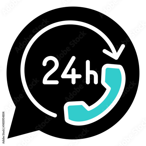 24h Call Service Icon Customer Support and Service Glyph Dual Tone Design Vector Concept