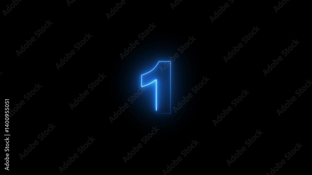 Glowing neon numeric number 1 animation.neon text 1 number countdown icon background 4k animation . Glowing neon numeric number 1 animation.neon text 1 number countdown icon background 4k animation .