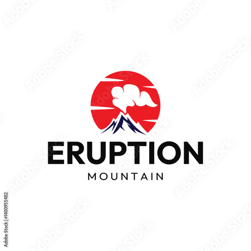 Volcano mountain logo, Volcano eruption logo design.