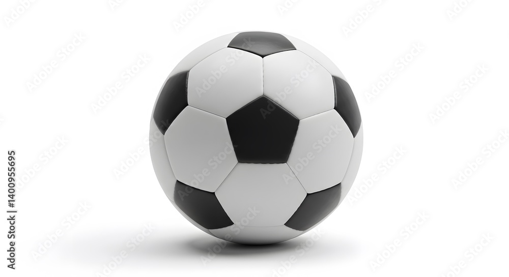 Fototapeta premium A soccer ball with a geometric pattern. It is displayed against a plain, light-colored background, emphasizing its modern aesthetic.