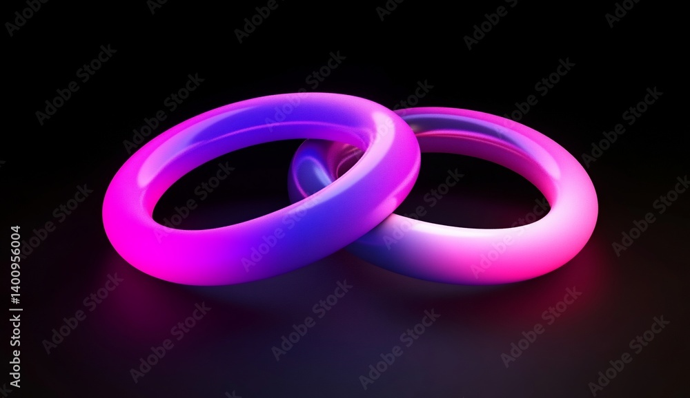 Two vibrant rings in a gradient of pink and purple Two vibrant rings in a gradient of pink and purple