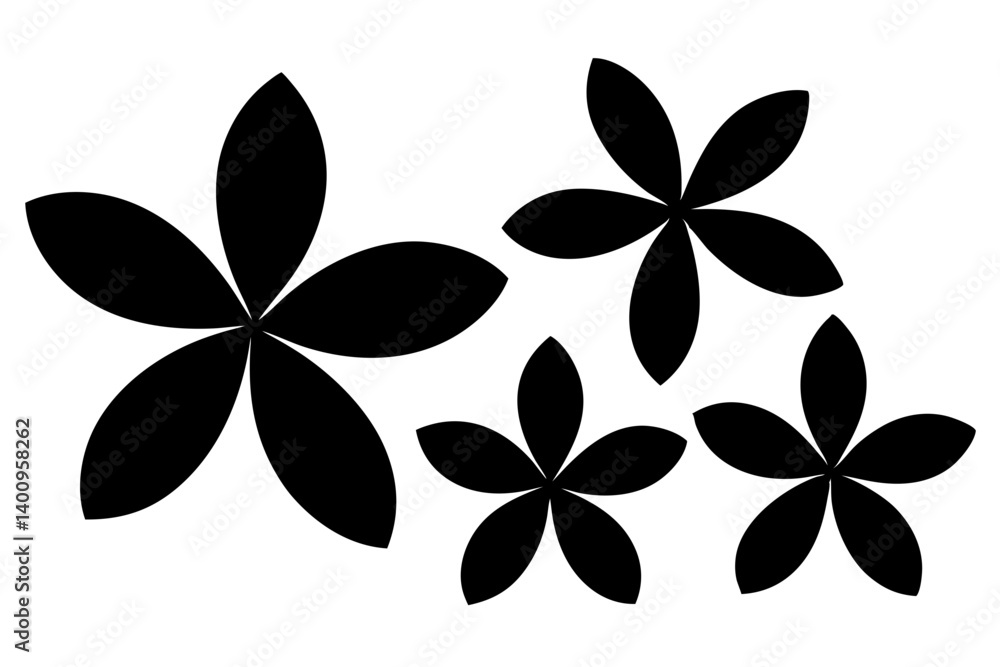 Fototapeta premium set of plumeria silhouette vector illustration