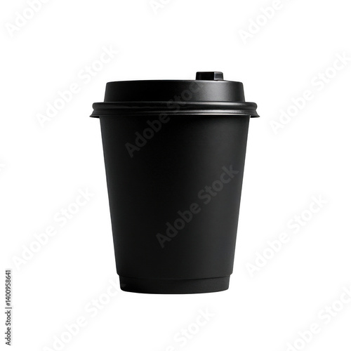 Wallpaper Mural A sleek black disposable coffee cup ready for your morning brew against a stark white background, perfectly showcasing its minimalist design. transparent background. Torontodigital.ca