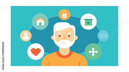 Senior Citizen with Essential Life Aspects Visualized